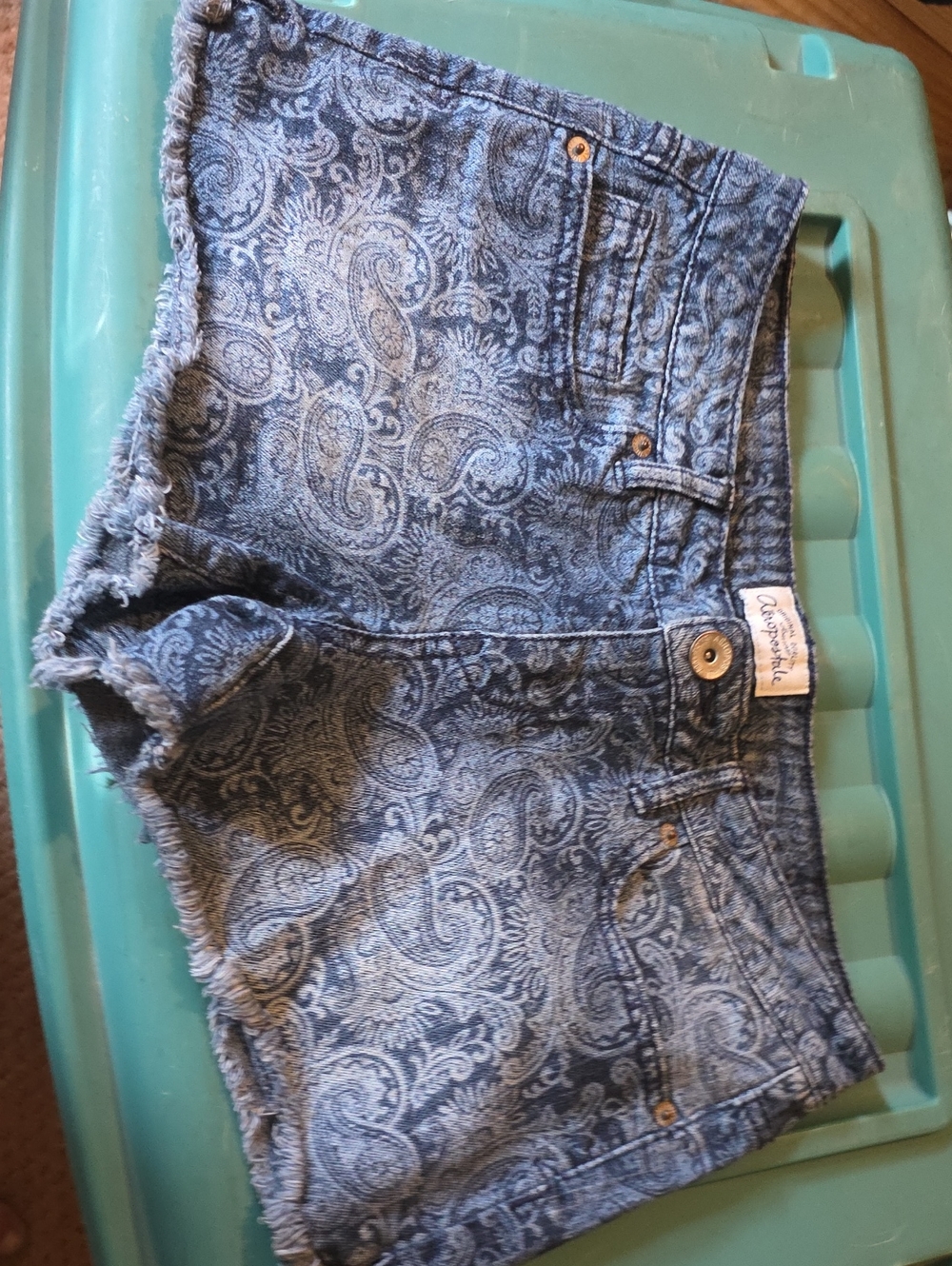 Aeropostale Blue Paisley Denim Shorts